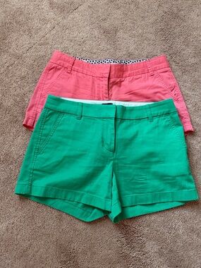 Green and Coral Women's Cotton Shorts - Casual Summer Shorts
